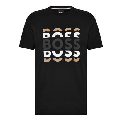 Boss Tiburt 414 T-shirt Men Black 001  for sale