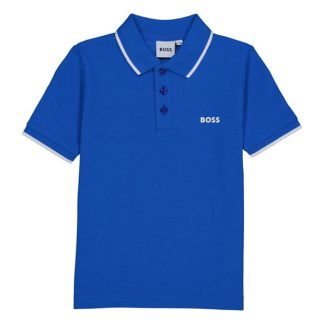 Boss Tipped Logo Polo Shirt Boys Kids Short Sleeve Polos Navy 846 for sale