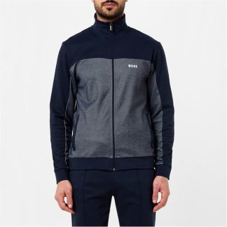 Boss Tracksuit Jacket 10166548 27 Men Full Zip Fleece Tops Dark Blue 403 for sale