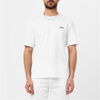 Boss Waffle T-Shirt 10242355 01 Men Pyjama Short Sleeve Tops Open White 110 for sale