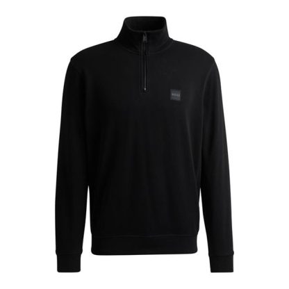 Boss Zetrust quarter Sweater Mens Men 1/4 Zip Fleece Tops Black 001 for sale