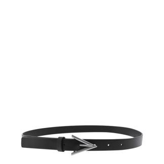 Bottega Veneta 3cm Leather Belt Women Black-Sil 8803  for sale