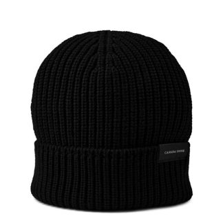 CANADA GOOSE Rib Toque Wordmark Beanie Unisex Black 61  for sale