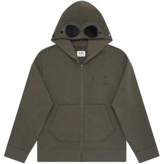 CP COMPANY Basic Fleece Google Hoodie Junior Kids Zip Hoodies Flnt Stne 41390 for sale