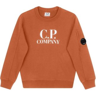 CP COMPANY Basic Fleece Logo Sweatshirt Junior Kids Crew Sweaters Gld Flme 50892 for sale