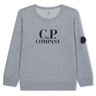 CP COMPANY Basic Fleece Logo Sweatshirt Junior Kids Crew Sweaters Grey 60926 for sale