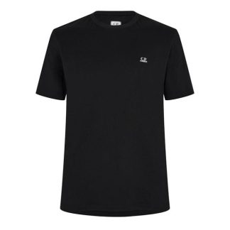 CP COMPANY Basic Logo T-Shirt Men Regular Fit T-Shirts Black 999 for sale