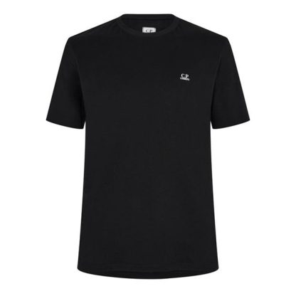 CP COMPANY Basic Logo T-Shirt Men Regular Fit T-Shirts Black 999 for sale