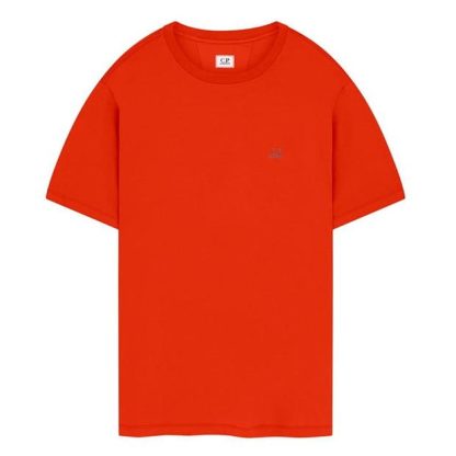 CP COMPANY Basic Logo T-Shirt Men Regular Fit T-Shirts Fiery Red 455 for sale