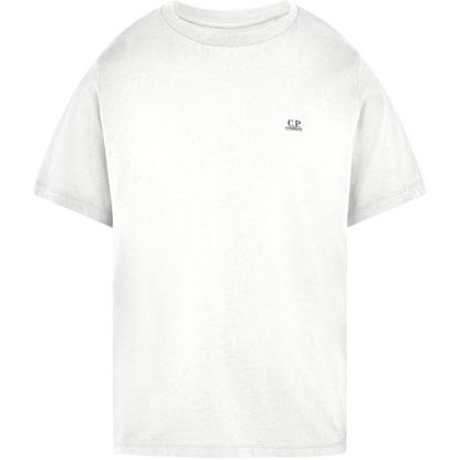 CP COMPANY Basic Logo T-Shirt Men Regular Fit T-Shirts Gauze White 103 for sale