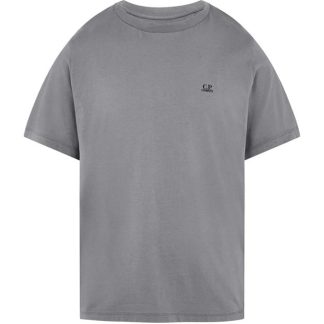 CP COMPANY Basic Logo T-Shirt Men Regular Fit T-Shirts Grey Mel M93 for sale