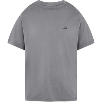 CP COMPANY Basic Logo T-Shirt Men Regular Fit T-Shirts Grey Mel M93 for sale