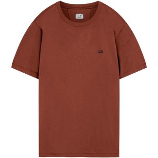 CP COMPANY Basic Logo T-Shirt Men Regular Fit T-Shirts Henna 349 for sale