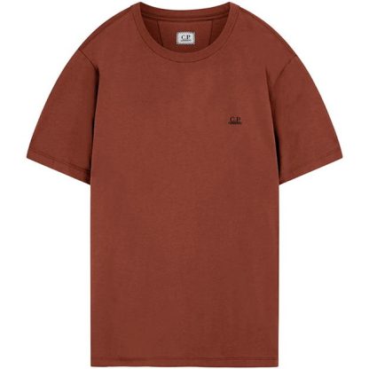 CP COMPANY Basic Logo T-Shirt Men Regular Fit T-Shirts Henna 349 for sale