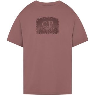 CP COMPANY Block Logo T-Shirt Men Regular Fit T-Shirts Cedar Wood 476 for sale