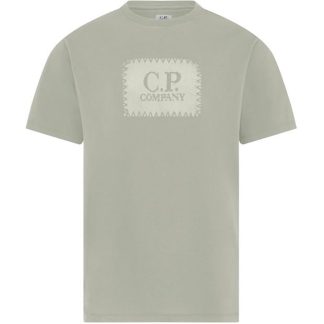 CP COMPANY Block Logo T-Shirt Men Regular Fit T-Shirts Grey M94 for sale