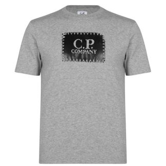 CP COMPANY Block Logo T-Shirt Men Regular Fit T-Shirts Grey Mel M93 for sale