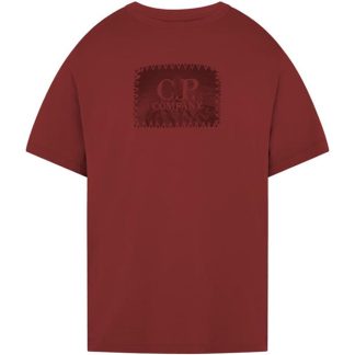 CP COMPANY Block Logo T-Shirt Men Regular Fit T-Shirts Ketchup 560 for sale