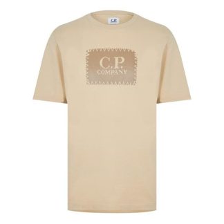 CP COMPANY Block Logo T-Shirt Men Regular Fit T-Shirts M Desert 317 for sale