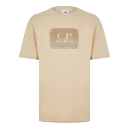 CP COMPANY Block Logo T-Shirt Men Regular Fit T-Shirts M Desert 317 for sale