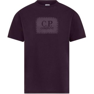 CP COMPANY Block Logo T-Shirt Men Regular Fit T-Shirts Potent Prpl 790 for sale