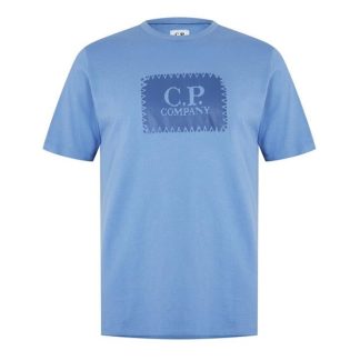 CP COMPANY Block Logo T-Shirt Men Regular Fit T-Shirts Riviera 818 for sale