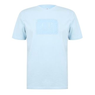 CP COMPANY Block Logo T-Shirt Men Regular Fit T-Shirts Strlght Blu 806 for sale