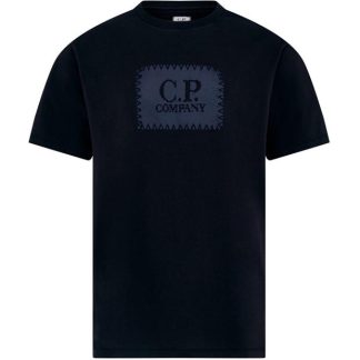 CP COMPANY Block Logo T-Shirt Men Regular Fit T-Shirts Total Eclip 888 for sale