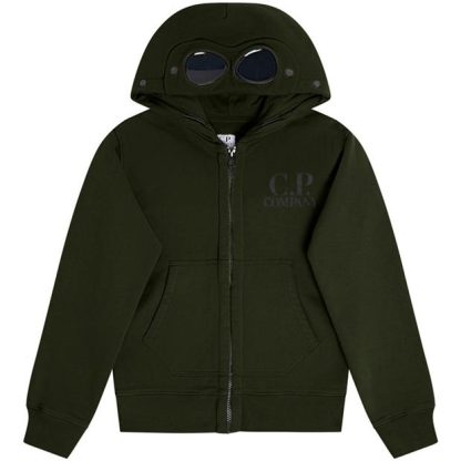 CP COMPANY Boy'S Goggle Zip Hoodie Kids Zip Hoodies Ivy Green 683 for sale