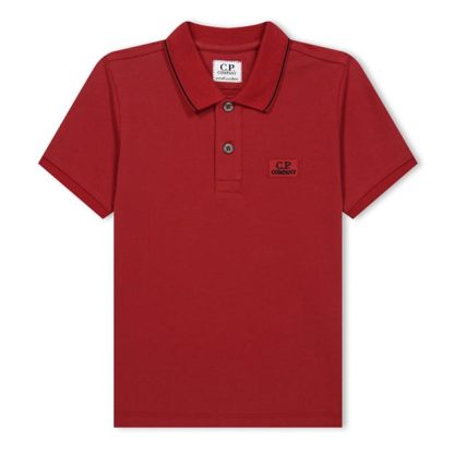 CP COMPANY Boy'S Logo Polo Shirt Kids Short Sleeve Polos Ketchup 560 for sale