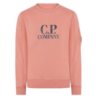 CP COMPANY Boys Lens Logo Sweatshirt Kids Crew Sweaters Cedar Wood 476 for sale