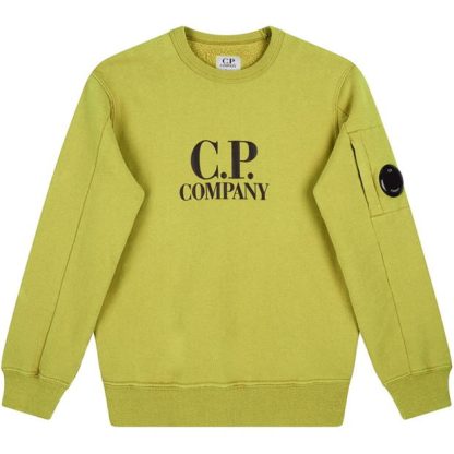 CP COMPANY Boys Lens Logo Sweatshirt Kids Crew Sweaters Golden Palm 249 for sale