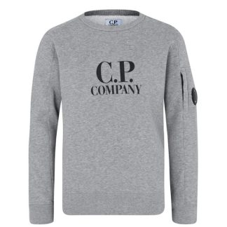 CP COMPANY Boys Lens Logo Sweatshirt Kids Crew Sweaters Grey M93 for sale