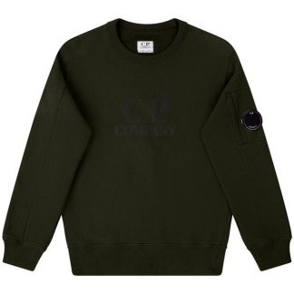 CP COMPANY Boys Lens Logo Sweatshirt Kids Crew Sweaters Ivy Green 683 for sale