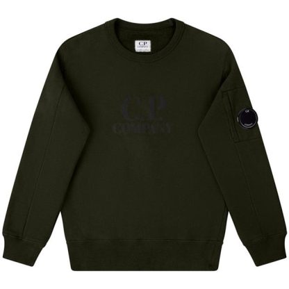 CP COMPANY Boys Lens Logo Sweatshirt Kids Crew Sweaters Ivy Green 683 for sale