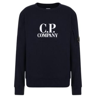 CP COMPANY Boys Lens Logo Sweatshirt Kids Crew Sweaters Navy 888 for sale