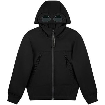 CP COMPANY Boys Softshell Goggle Hooded Jacket Kids Softshell Jackets Black 60100 for sale