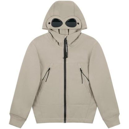 CP COMPANY Boys Softshell Goggle Hooded Jacket Kids Softshell Jackets Silver Sage 335 for sale