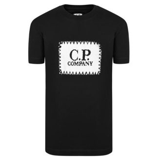 CP COMPANY Boys Stitch Logo T Shirt Kids Regular Fit T-Shirts Black 60100 for sale