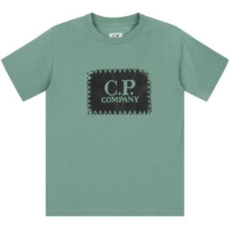 CP COMPANY Boys Stitch Logo T Shirt Kids Regular Fit T-Shirts Grn Bay 30520 for sale