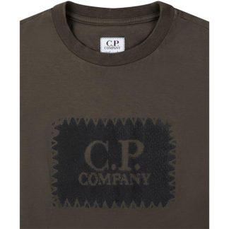 CP COMPANY Boys Stitch Logo T Shirt Kids Regular Fit T-Shirts Ivy Green 683 for sale