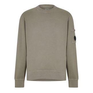 CP COMPANY Brushed & Emerized Sweatshirt Men Crew Sweaters Silver Sage 335 for sale