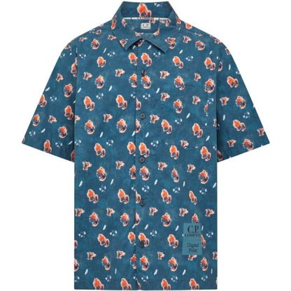 CP COMPANY CP Sponged S/S Shirt Sn42 Men Ink Blue 848  for sale