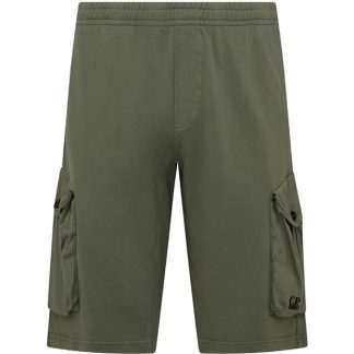 CP COMPANY Cotton Fleece Cargo Shorts Men Cargo Shorts Agave Grn 627 for sale