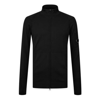 CP COMPANY Cp Company Knitwear - Cardigan Men Full Zip Fleece Tops Black 999 for sale