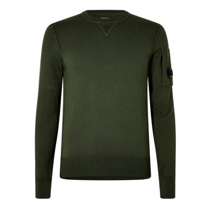 CP COMPANY Cp Company Knitwear - Crew Neck Men Knitted Tops Bronz Green 648 for sale