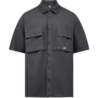 CP COMPANY Cp Company - Ripstop Short Sleeve Shirt Men Plain Shirt - Short Sleeve Black 999 for sale