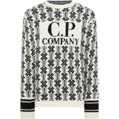 CP COMPANY Cp Jacquard 1logo Kn Sn34 Men White V01  for sale