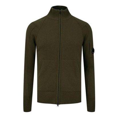 CP COMPANY Cp Lambswool Zip Jmp Sn99 Men Full Zip Fleece Tops Ivy Green 683 for sale