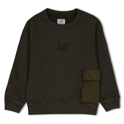 CP COMPANY Cp Pckt Crew Jn34 Kids Crew Sweaters Ivy Green 683 for sale